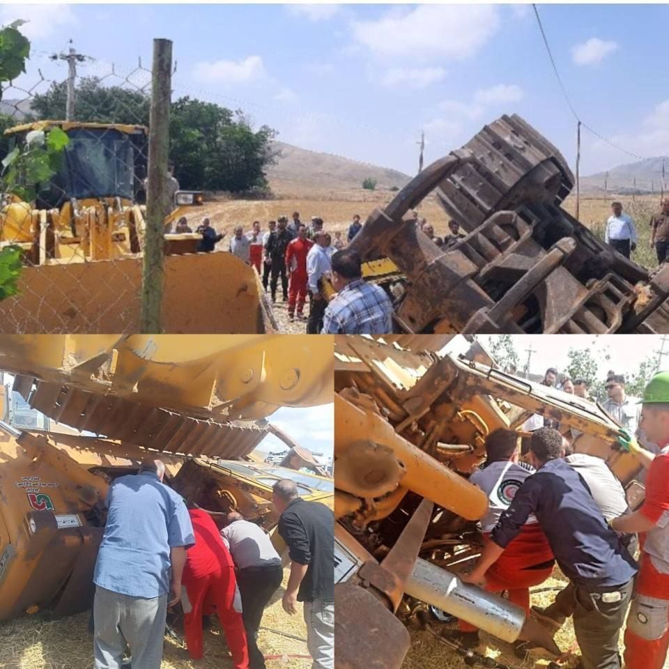 واژگونی بولدوزر در روستای برزند مغان حادثه آفرید

