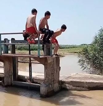 شیرجه در کانال آب برای فرار از گرمای پارس آبادمغان